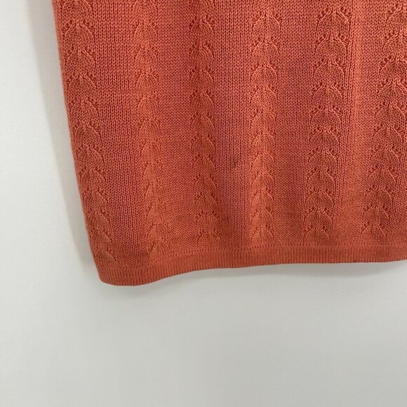 TOMMY BAHAMA Orange Silk Blend Textured Sleeveless Preppy Blouse Top Size Medium - Picture 4 of 5